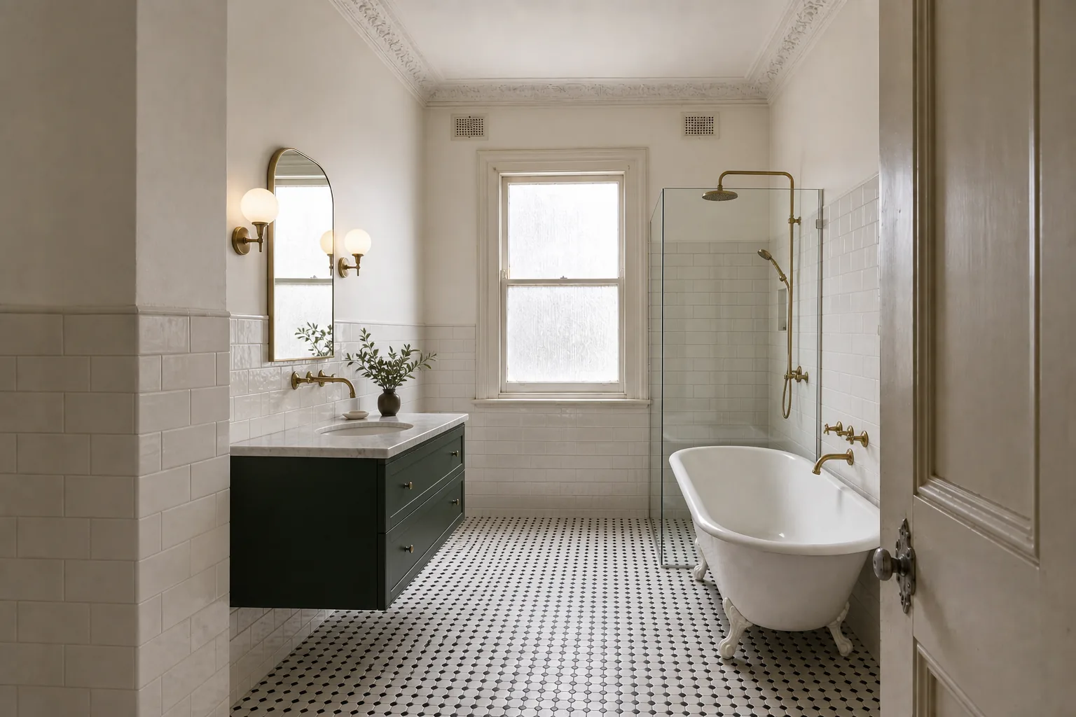Representative Federation bathroom concept after heritage-sensitive renovation