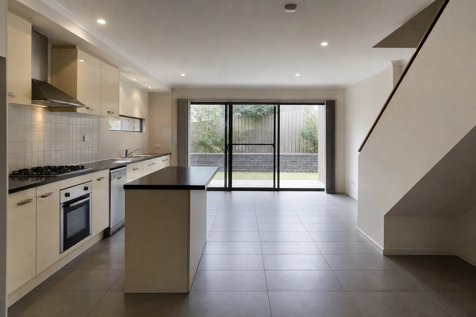 Representative contemporary townhouse kitchen concept before renovation